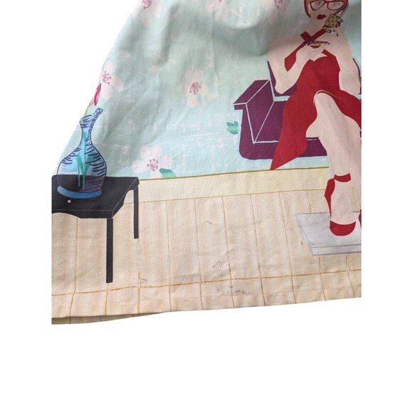 Unique Vintage Midi Swing Skirt Novelty Salon Print Rockabilly Pin Up Size XL - Picture 6 of 13